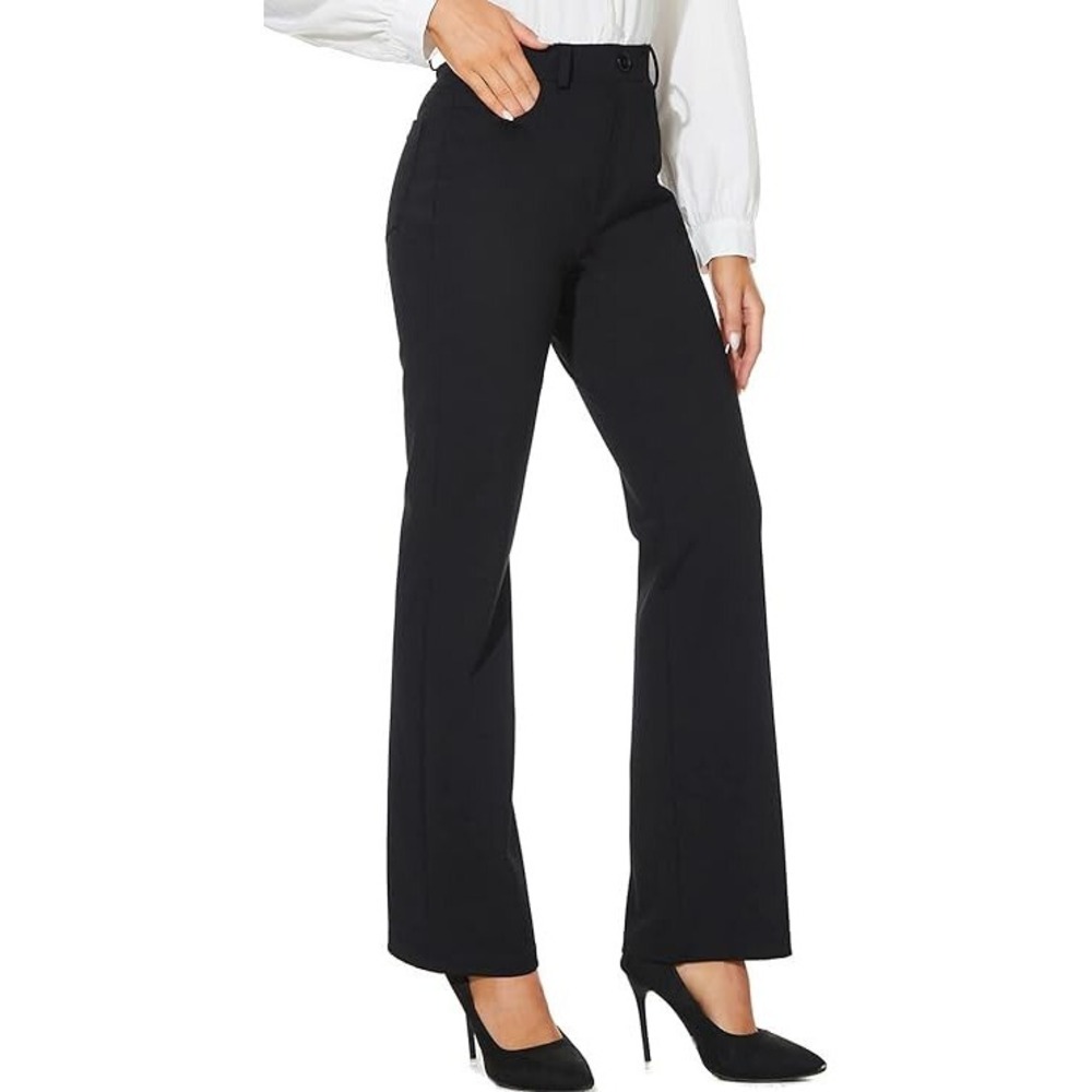 VANGULL Women's Stretchy Bootcut Dress Pants with 4 Pockets, Black, Large